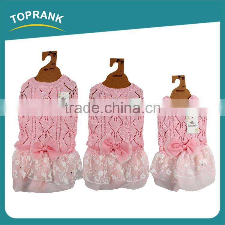 Dog clothes pet accessories pink wedding pet dress dog clothes with bowknot