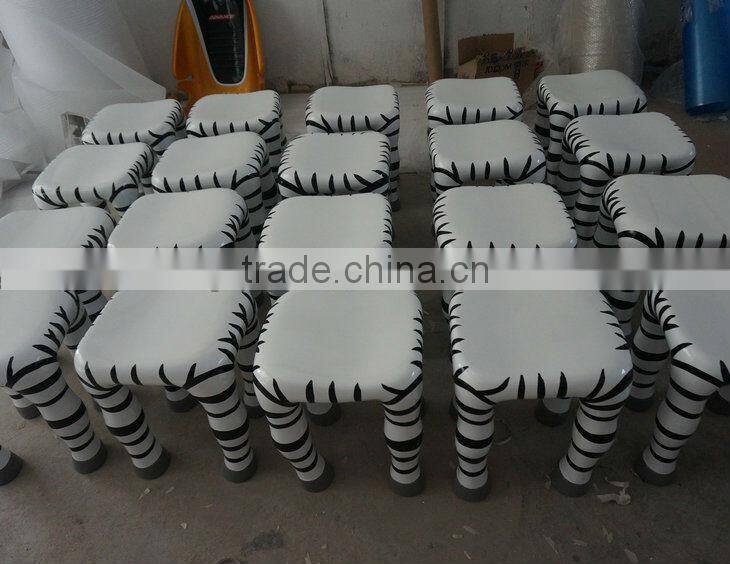 Outdoor fiberglass zebra stool