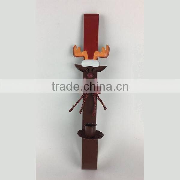 Coloured drawing Christmas metal candle holder for wall hanging