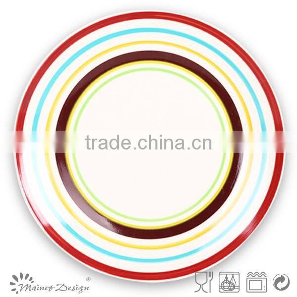 10.5" stoneware plate with hand-painted, round shape ceramic plate