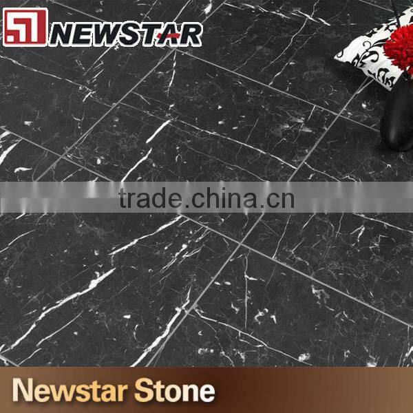 Newstar Nero Marquina China Polished Black Marble Tile With White Vein