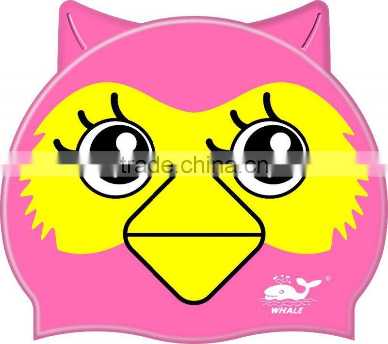 Waterproof kids swim caps love animal swimming caps silicone swim hat for chirdren