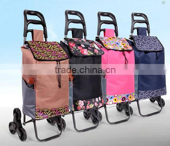 3 Wheels Stair Climber Foldable Shopping Trolley Bag With Seat