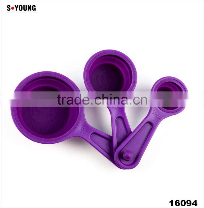 16094 SILICONE MEASURING CUPS SET CUP SPOON KITCHEN TOOL COLLAPSIBLE BAKING COOK