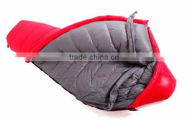 High quality goose down with cold protection collar adjustable wateproof outdoor camping sleeping bag