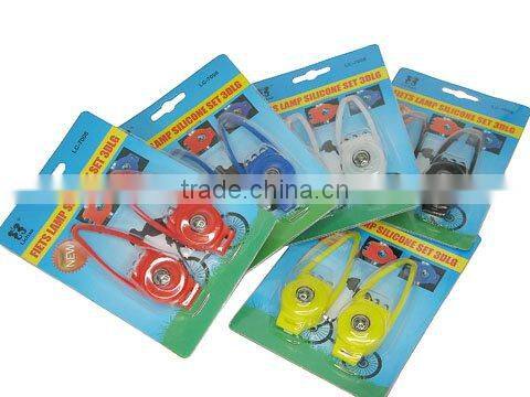 Lichao LC-7008 Colorful 2 Mode 3 LED Bulbs Silicone Strobe Light on Bike