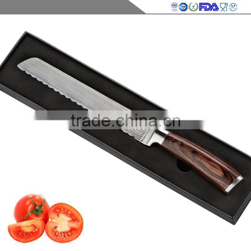 2017 High quality Manufacturers selling high-end four-piece kitchenware multi-function colour wood Damascus knife