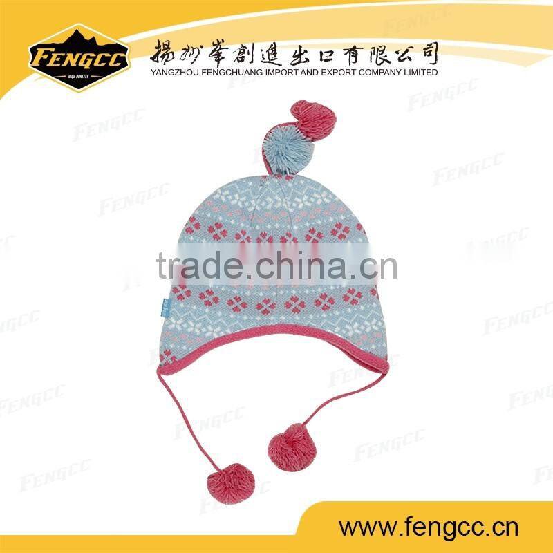 Jacquard Knitted warm winter ski hats for kids children women beautiful design