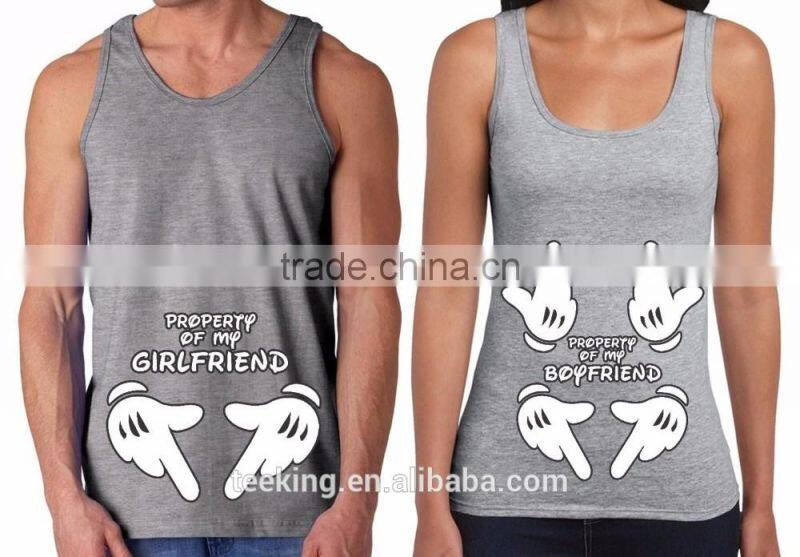 Wholeslae 100% cotton couple tank top with printing logo