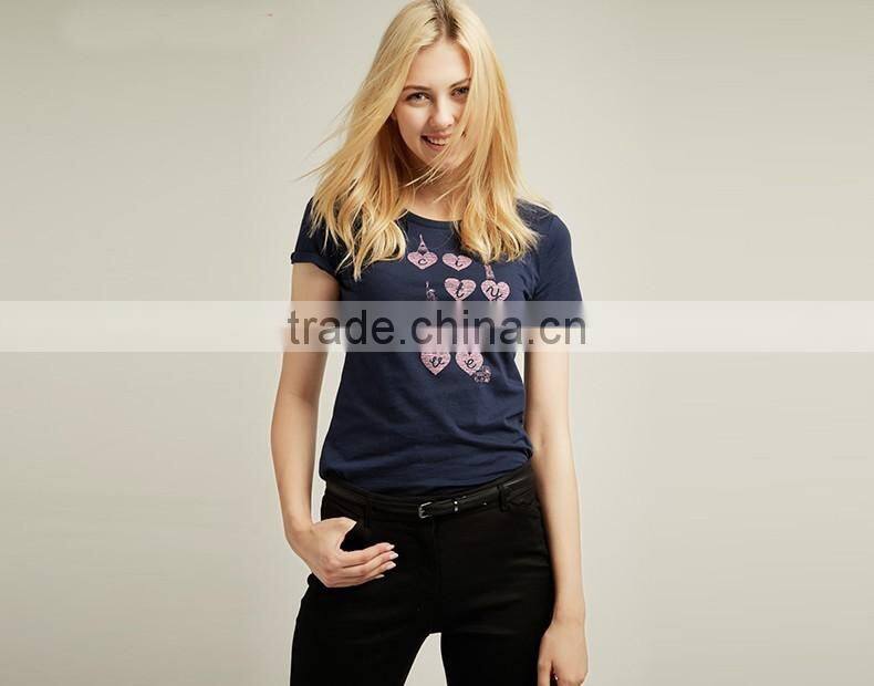 2017 new collection custom fashion t-shirt summer woman sports printing cotton t-shirt