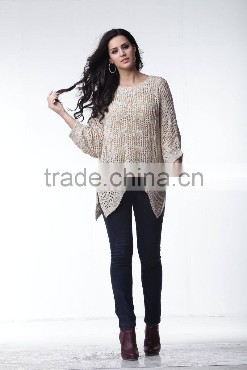 2013 Long-sleeved Fashion Ladies Hollow Knit Sweater