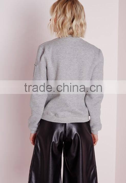 New Fashion Wholesale Grey Marl Winter Womens Bomber Jacket