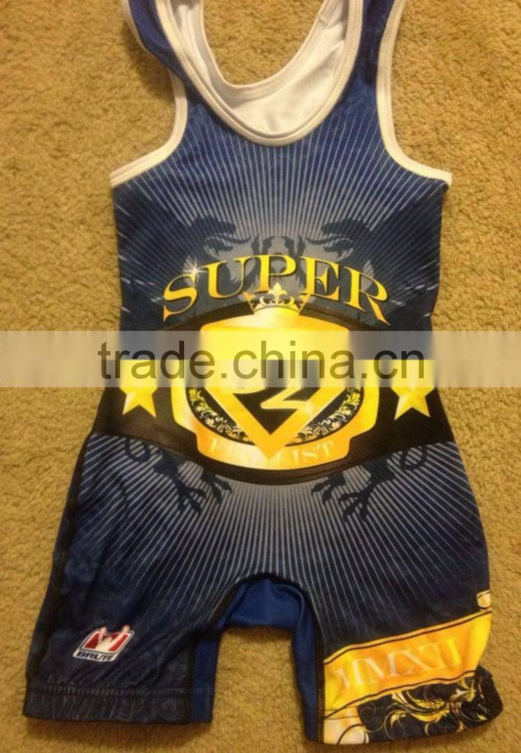 Cheap custom superman wrestling singlets for men/women