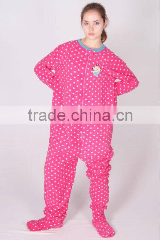 Pink Fleece Adult Footed Pajamas Sleepsuit Onesie All in one Pyjamas Unisex Couple clothes