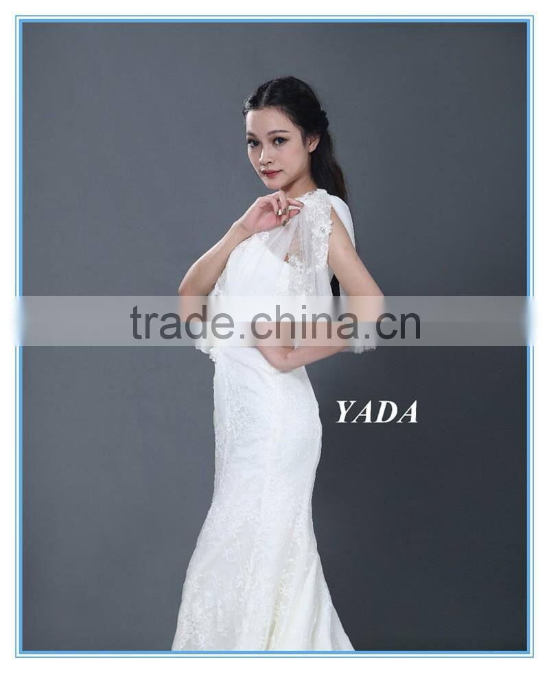 New Arrival One Shoulder Lace Hand Rosa Appliques Beaded Wedding Dresses Mermaid