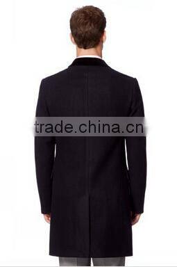 2014 Cheap Price High Fashion Classical Design Black Lapel Slim Fit Mens Cashmere Men Coat