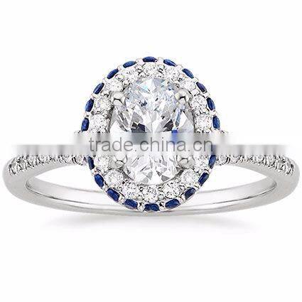 Extremely beautiful sapphire ocean spiritual big oval cz diamond rings jewelry for women