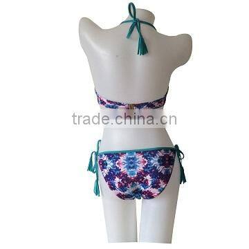 Top quality purple shivering printing sexy women bikini swimwear