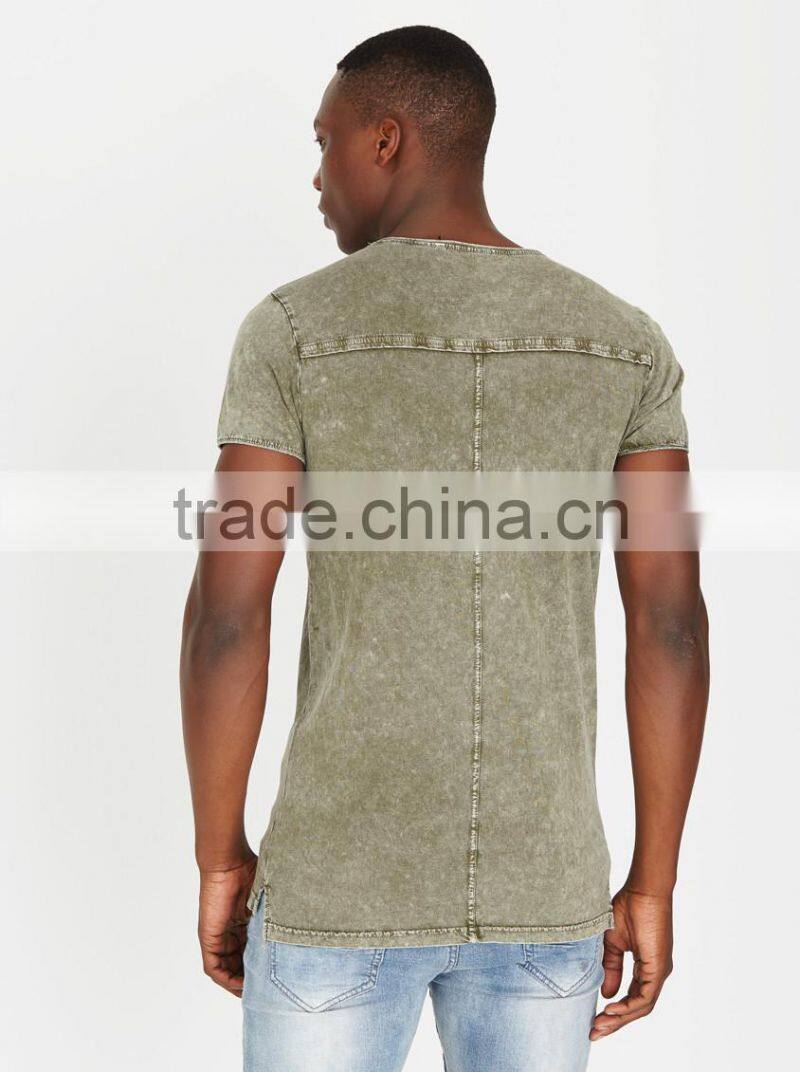 MGOO Custom Pocket Tshirt Pattern Wholesale Slim Fit Snow Wash T Shirts For Men