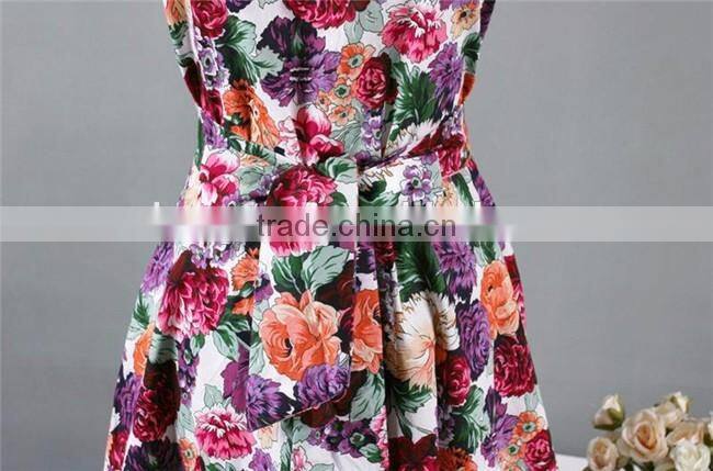 2017 fall boutique mommy and me clothing sleeveless floral printing mother daughter matching dress