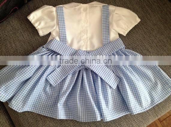 Children Back to School Clothing Sister and Brother Set Blue Ginghan Dress