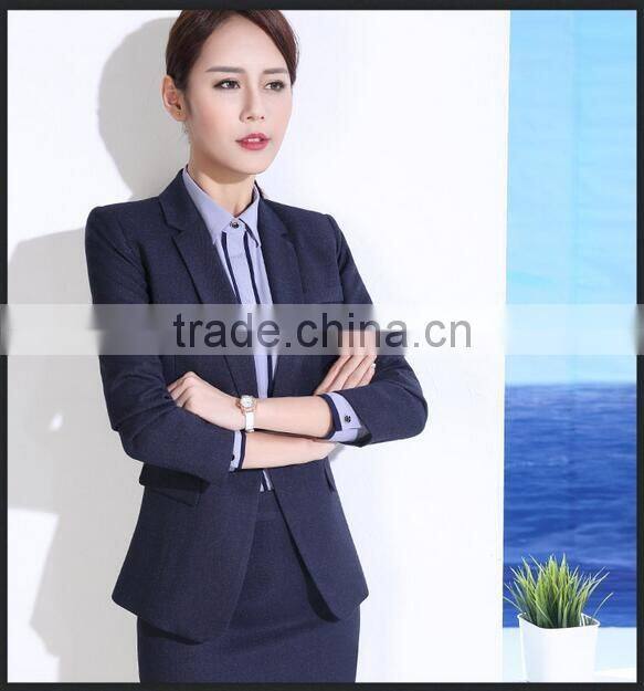 2016 ladies long sleeve blazer and skirt set, women business suits