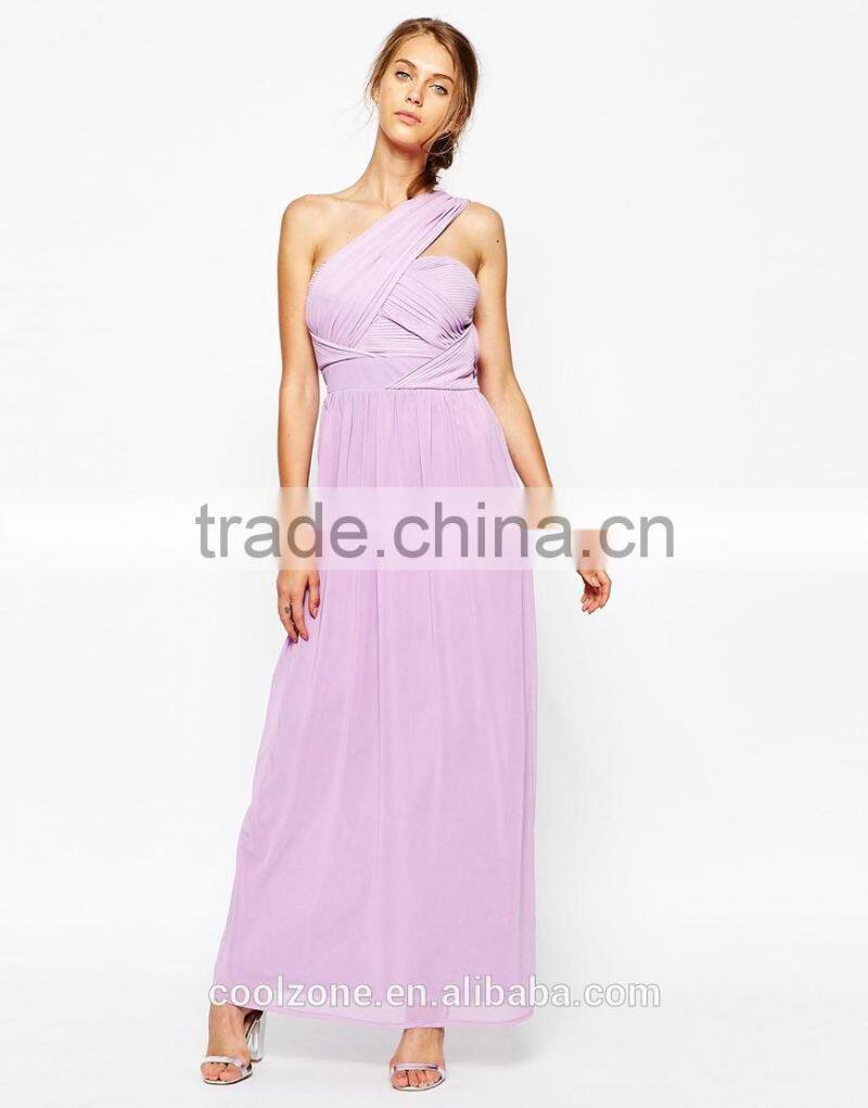 Latest one shoulder maxi dress design women plus size women clothing manufacturers