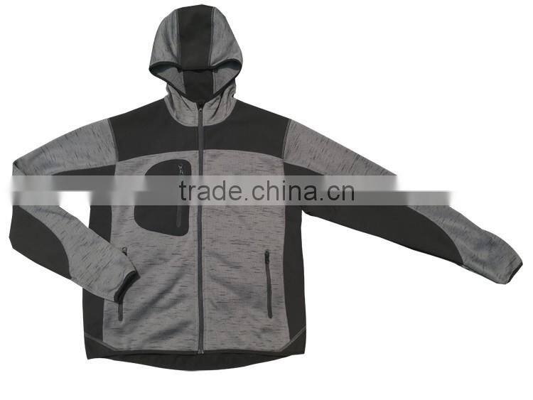 Autumn softshell hooded outdoor mens travel knitted jacket
