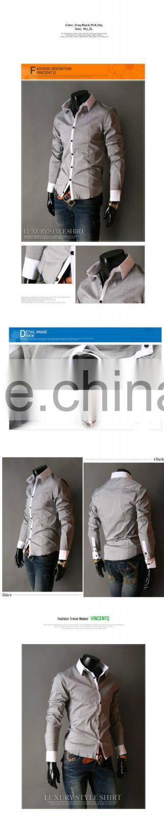 2015 Hot sale Africa market fashionable polyester and cotton men's slim fit shirt with special pattern