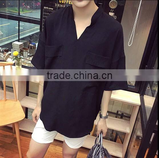 7 minutes of sleeve cotton T-shirt men loose shirt is pure color