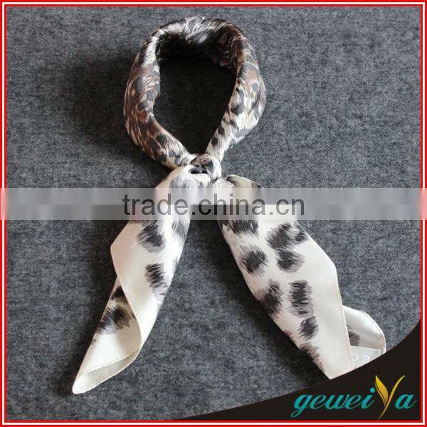 High Quality Square Chiffon Silk Leopard Print Scarf