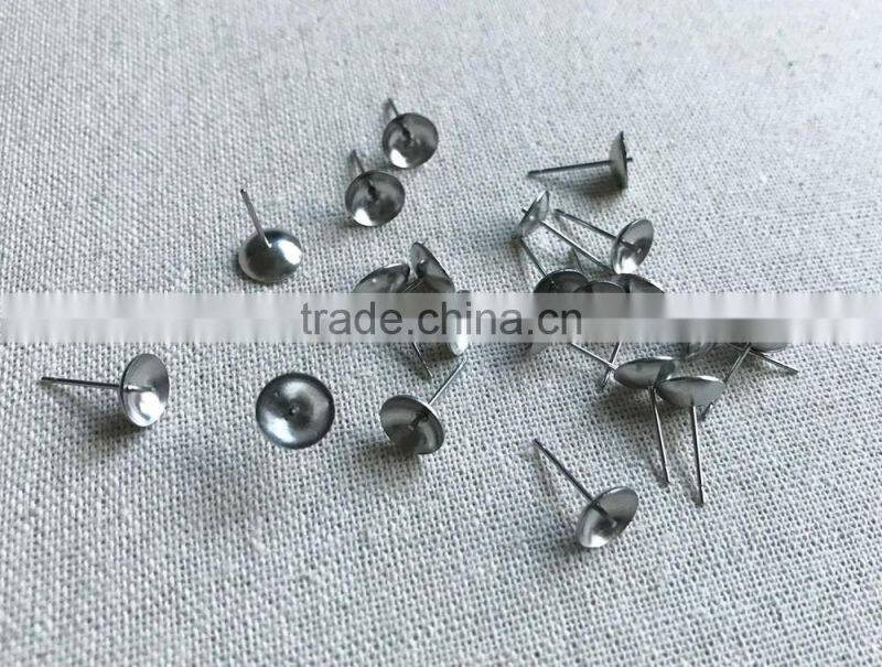 8mm Stainless steel DIY Stud Earrings Accessories Jewelry Making Findings Crossed Bowl-Shape Post Finding for Pearls Ball Bead