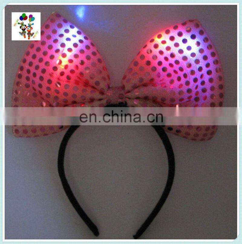 Cute Costume Party Fancy LED Flash Minnie Mouse Pink Bow Headbands HPC-0712