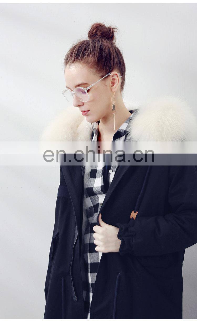 New Winter Design Genuine Raccoon Fur Collar Coat Women and Real Fox Fur Parka