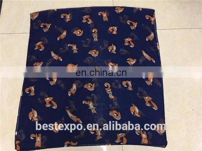 animal printed hijab shawls cute fox pattern pashmina ladies fashion chiffon scarves