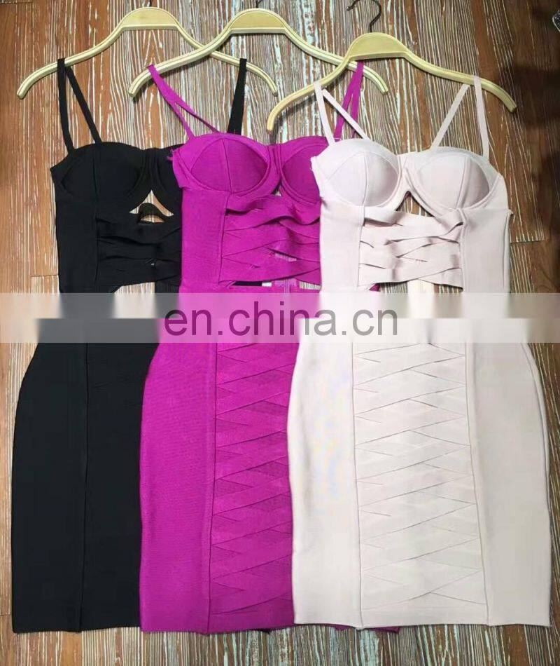 Amigo 2017 latst black cross over Strape sexy XXX bandage dress midi tube evening dresses for girls party wear