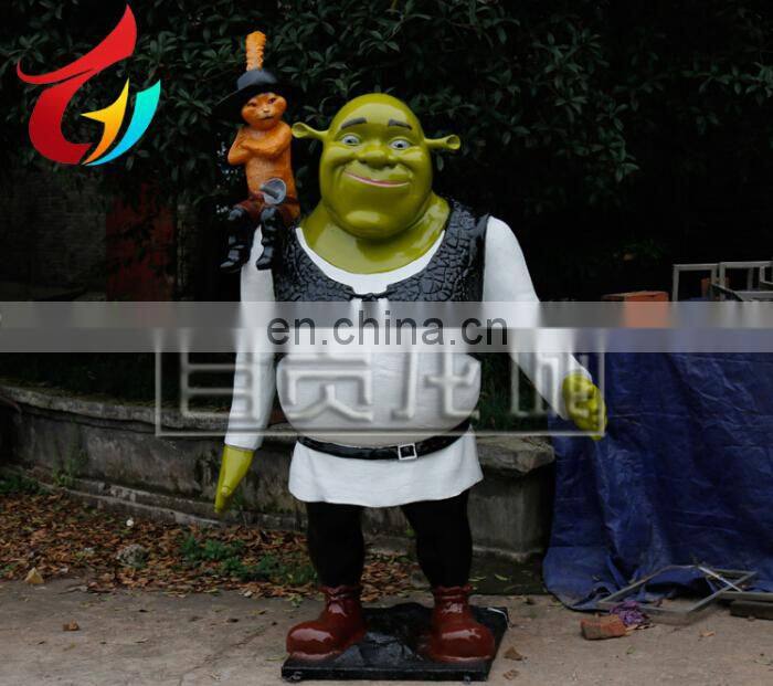 Amusement Park 2M Height Fiberglass Movie Character Life Size Shrek