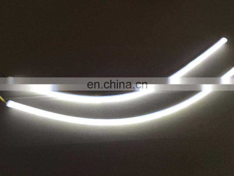 universal 2x60cm car led flexible DRL with running turn signal car headlight flow turn light