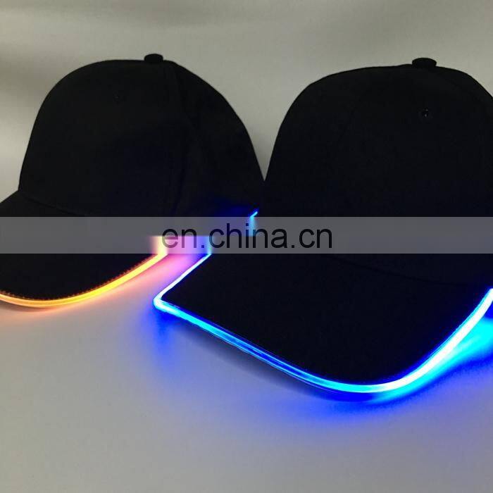 2017 new cool design 100% cotton cool led oem flashing Baseball hats caps