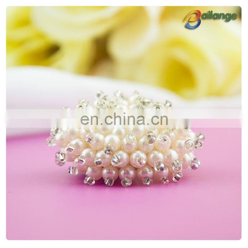 White bead color handmade accessories beaded decorative button down collar shirt