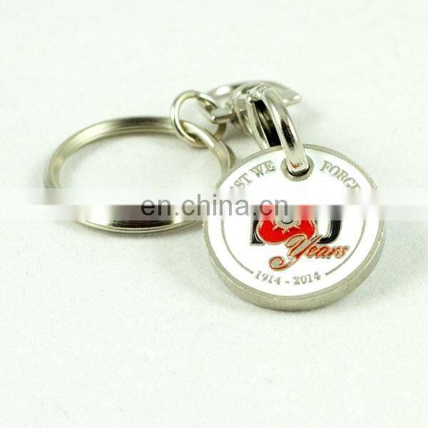Factory trolley coin keychain with ribbon design
