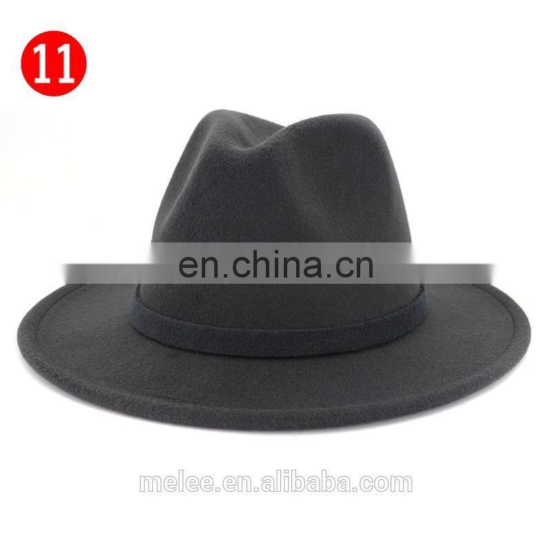 Cheap Flat Brim Colorful Panama Wide Fedora Hat for Women Men 100% Wool Felt Fedora Jazz Wide Brim Hat