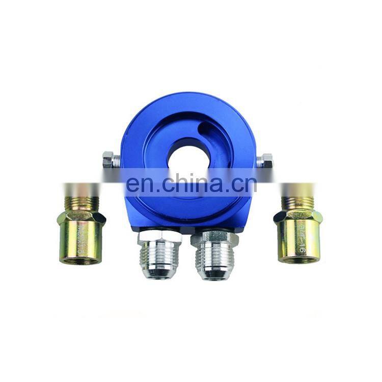 Oil cooler sandwich adapter plate with thermostat and adapter thread AN8 3/4-16UNF M20x1.5