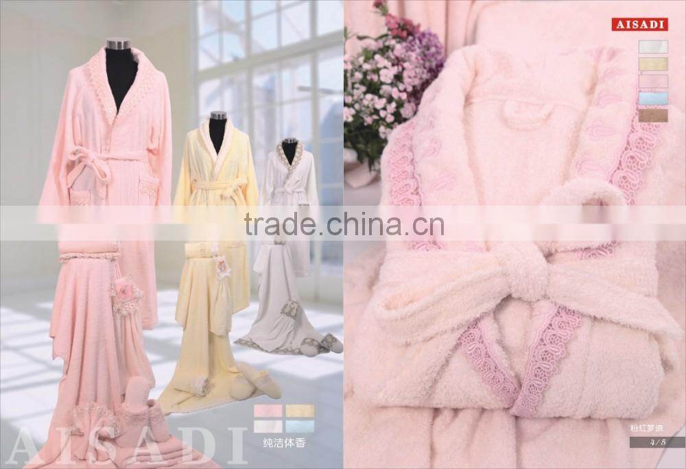 hot sell turkish cheap cotton pink bathrobes used for home