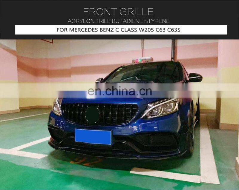 Glossy Black W205 C63 GT Grill Grille for Mercedes Benz C63 AMG 15-19