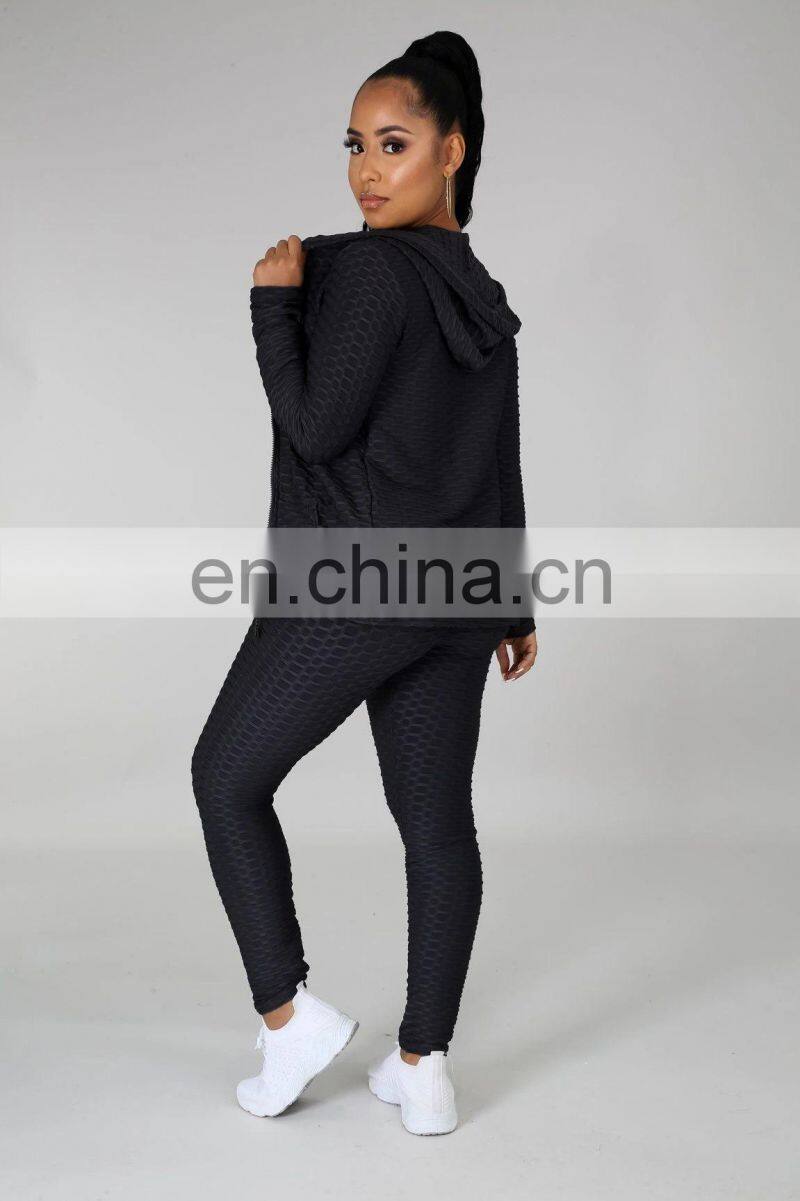 Customized LOGO Valentine's Day Clothes New Spring and Autumn Hooded Zipper Plus Size Sweater Sports Three-piece Yoga Set