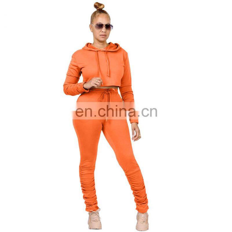 Factory wholesale custom spring and summer fashion sports and leisure women's hooded sweater slim pants sports suit
