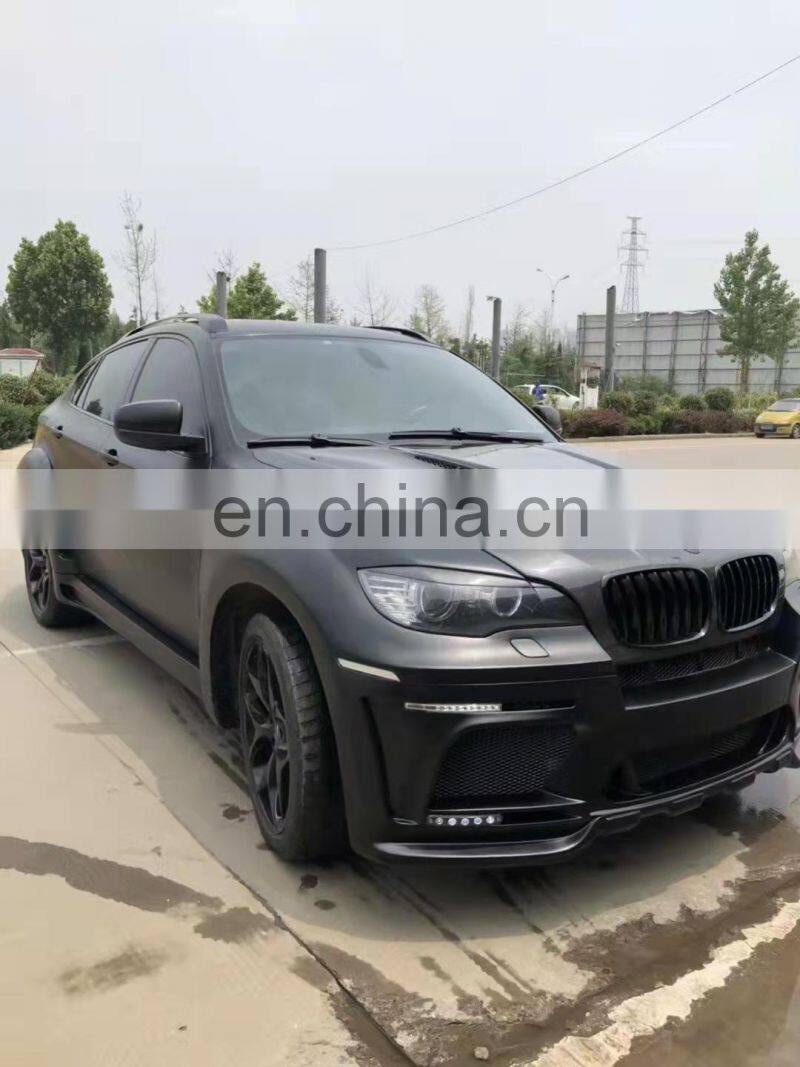 Runde Resin &Half Carbon Material Front Bumper Grille Side Skirt Spoiler Rear Lip Hood For BMW X6 E71 Haman Style Wide Body Kit