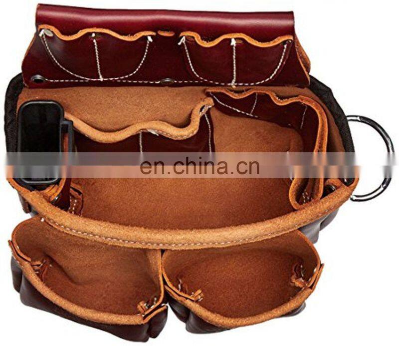 Brown Electrician Tool Bag Silver Green RISING STAR Leather Electrician Tool Pouch Bag