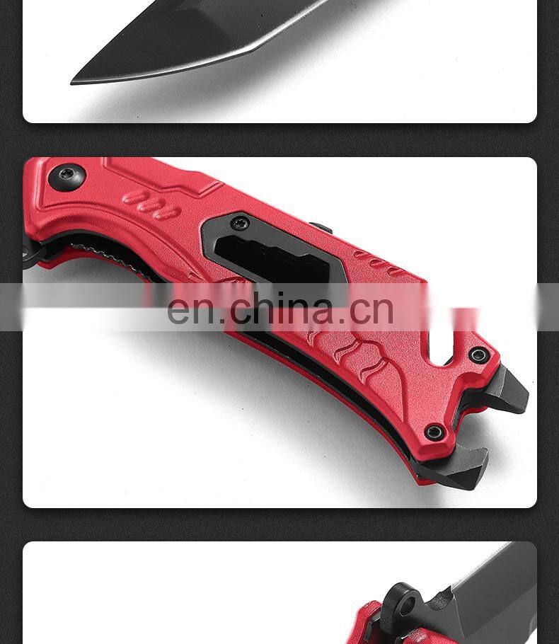 New Outdoor Survival Folding Knife Camping Self-defense Knife With Belt Clamp Grindstone Window Breaker Multi-functional Tool